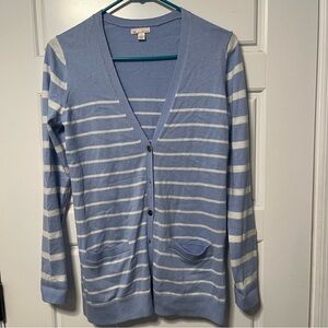 GAP Blue and White Striped Cardigan Sweater
